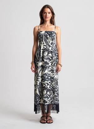 Robe longue imprimé fantaisie sans manche bleu TIFFOSI femme