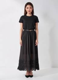 Robe longue manches courtes manches courtes noir MC LORENE femme