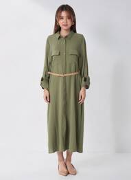 Robe longue manches longues manches longues vert TIFFOSI femme