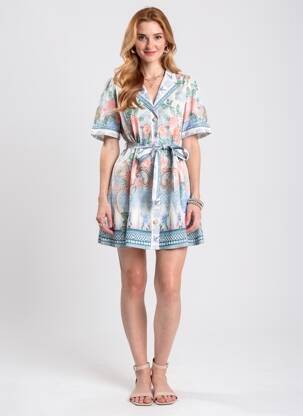 Robe courte manches courtes manches courtes bleu PAPERLACE femme