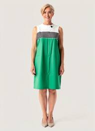 Robe mi-longue fermeture zippée au dos manches courtes vert HIPPOCAMPE femme