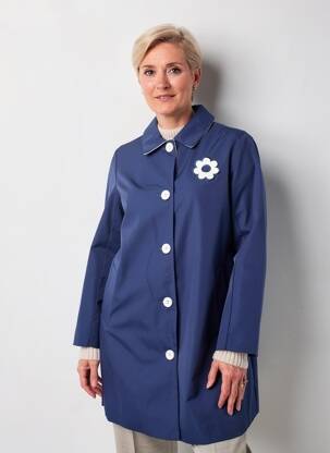 Trench finition intérieure doublée sans capuche bleu HIPPOCAMPE femme