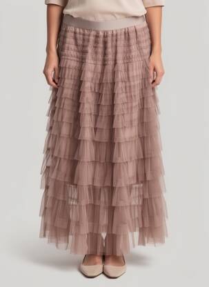 Jupe longue coupe évasée gris JOLIKO femme