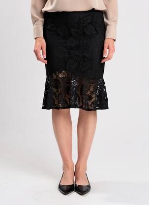 Jupe mi-longue coupe évasée noir HF WOMAN COLLECTION femme