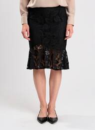Jupe mi-longue coupe évasée noir HF WOMAN COLLECTION femme