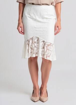 Jupe mi-longue coupe évasée blanc HF WOMAN COLLECTION femme