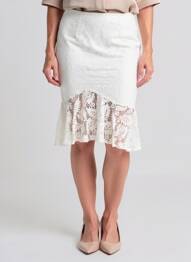 Jupe mi-longue coupe évasée blanc HF WOMAN COLLECTION femme