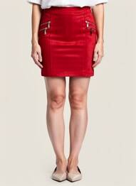 Mini-jupe coupe droite rouge HF WOMAN COLLECTION femme