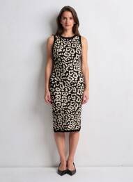Robe mi-longue imprimé fantaisie sans manche noir JOLIO & CO femme