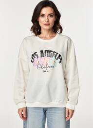 Sweat-shirt sérigraphie floquée manches longues blanc JOWELL femme