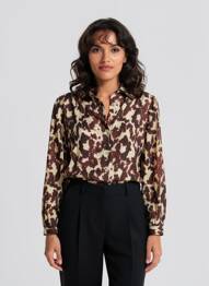 Chemisier coupe cintrée manches longues marron LOVIE & CO femme