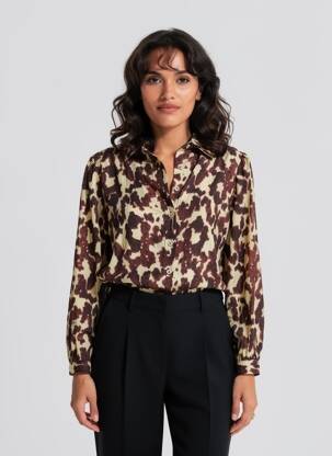 Chemisier coupe cintrée manches longues marron LOVIE & CO femme