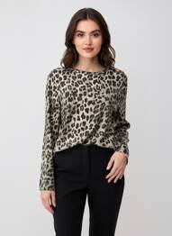 Pull coupe cintrée manches longues vert ANDROMEDE femme