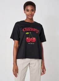 T-shirt coupe droite manches courtes noir EMMA ELLA femme