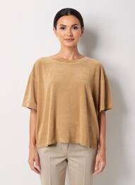 T-shirt coupe droite manches courtes marron BY COCO femme