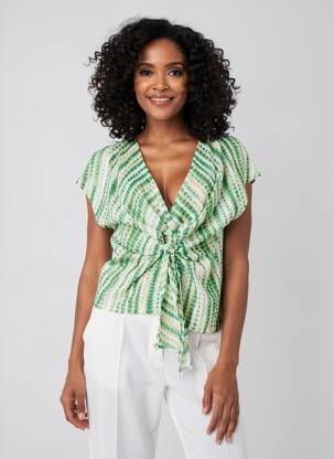 Top imprimé fantaisie manches courtes vert VINTAGE LOVE femme