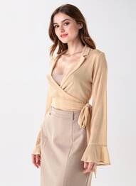 Gilet cache-cœur coupe cintrée beige OH POLLY femme