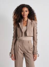 Veste casual col tailleur beige PLT LABEL femme