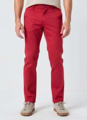 Pantalon chino stretch taille normale rouge EMYLE homme