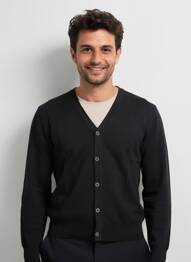 Gilet manches longues col v noir YVES ENZO homme