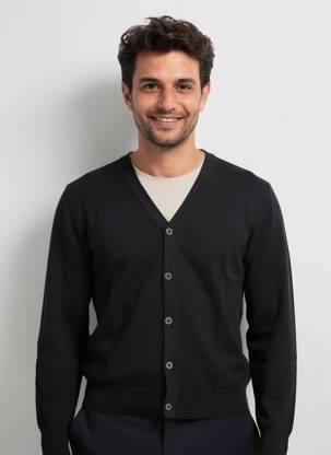 Gilet manches longues col v noir YVES ENZO homme