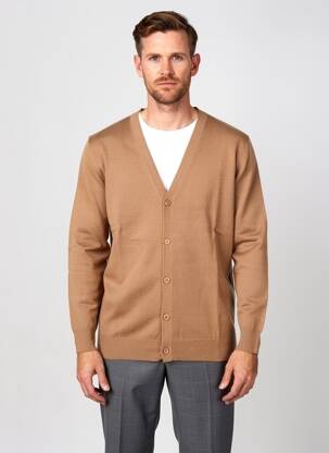Gilet manches longues col v marron YVES ENZO homme