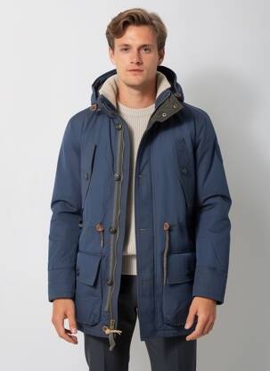 Doudoune poches a capuche bleu NAGANO ROUGH homme