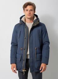 Doudoune manches longues a capuche bleu NAGANO ROUGH homme