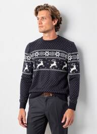 Pull tissage jacquard manches longues bleu TIFFOSI homme