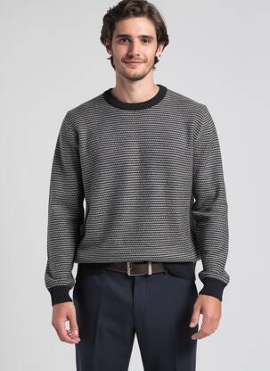Pull tissage jacquard manches longues noir TIFFOSI homme