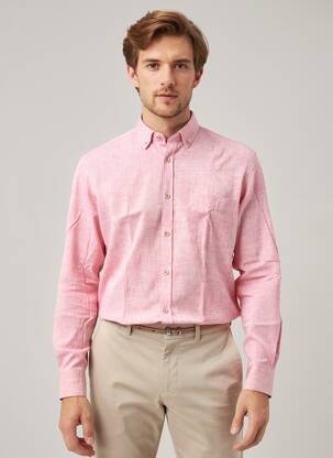 Chemise manches longues coupe droite rose EMYLE homme