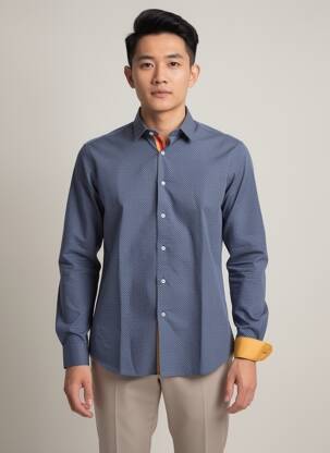 Chemise manches longues imprimé fantaisie bleu YVES ENZO homme