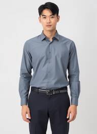 Chemise manches longues coupe droite gris YVES ENZO homme