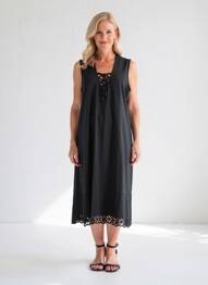 Robe mi-longue coupe fluide sans manche bleu FRANCK ANNA femme