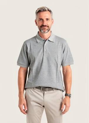 Polo tissage chiné manches courtes gris KAPRIOL homme