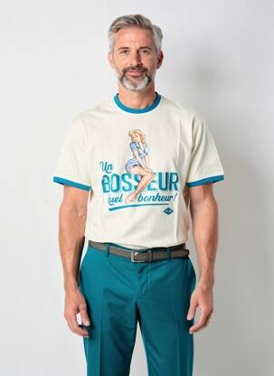T-shirt stretch manches courtes beige BOSSEUR homme