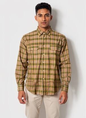 Chemise manches longues poches marron LOTTO homme