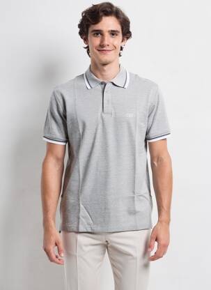 Polo tissage chiné manches courtes gris KAPRIOL homme