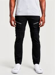 Pantalon cargo poches noir LEEYO JEANS homme