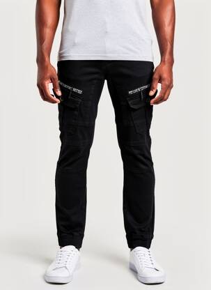 Pantalon cargo poches noir LEEYO JEANS homme