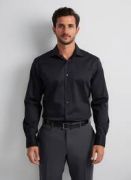 Chemise manches longues coupe cintrée noir YVES ENZO homme