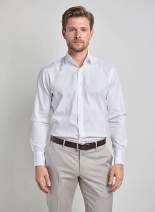 Chemise manches longues coupe droite blanc YVES ENZO homme