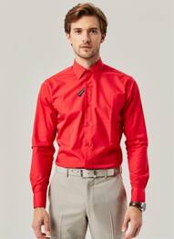 Chemise manches longues coupe cintrée rouge YVES ENZO homme