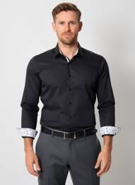 Chemise manches longues coupe cintrée noir YVES ENZO homme