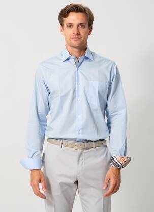 Chemise manches longues coupe droite bleu YVES ENZO homme