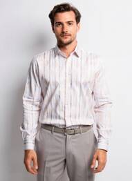 Chemise manches longues imprimé fantaisie beige YVES ENZO homme