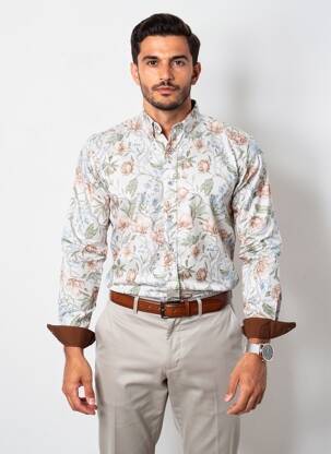 Chemise manches longues imprimé fantaisie vert YVES ENZO homme
