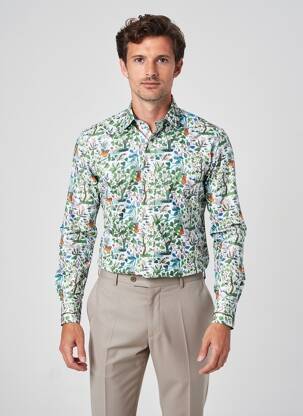 Chemise manches longues imprimé fantaisie vert YVES ENZO homme
