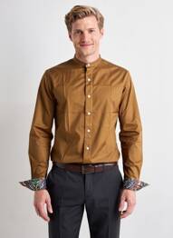 Chemise manches longues coupe cintrée marron YVES ENZO homme