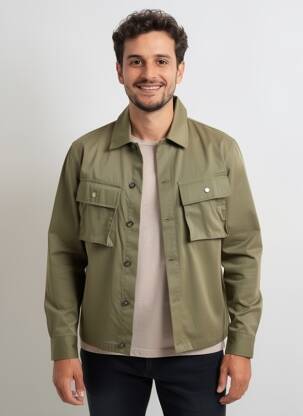 Veste casual fermeture boutonnée sur le devant vert FRILIVIN homme